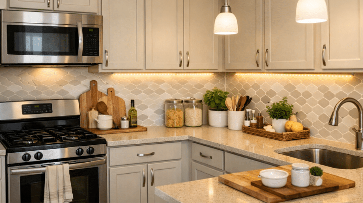 Budget kitchen upgrades featuring affordable decor, updated lighting, and simple improvements for a cozy modern kitchen