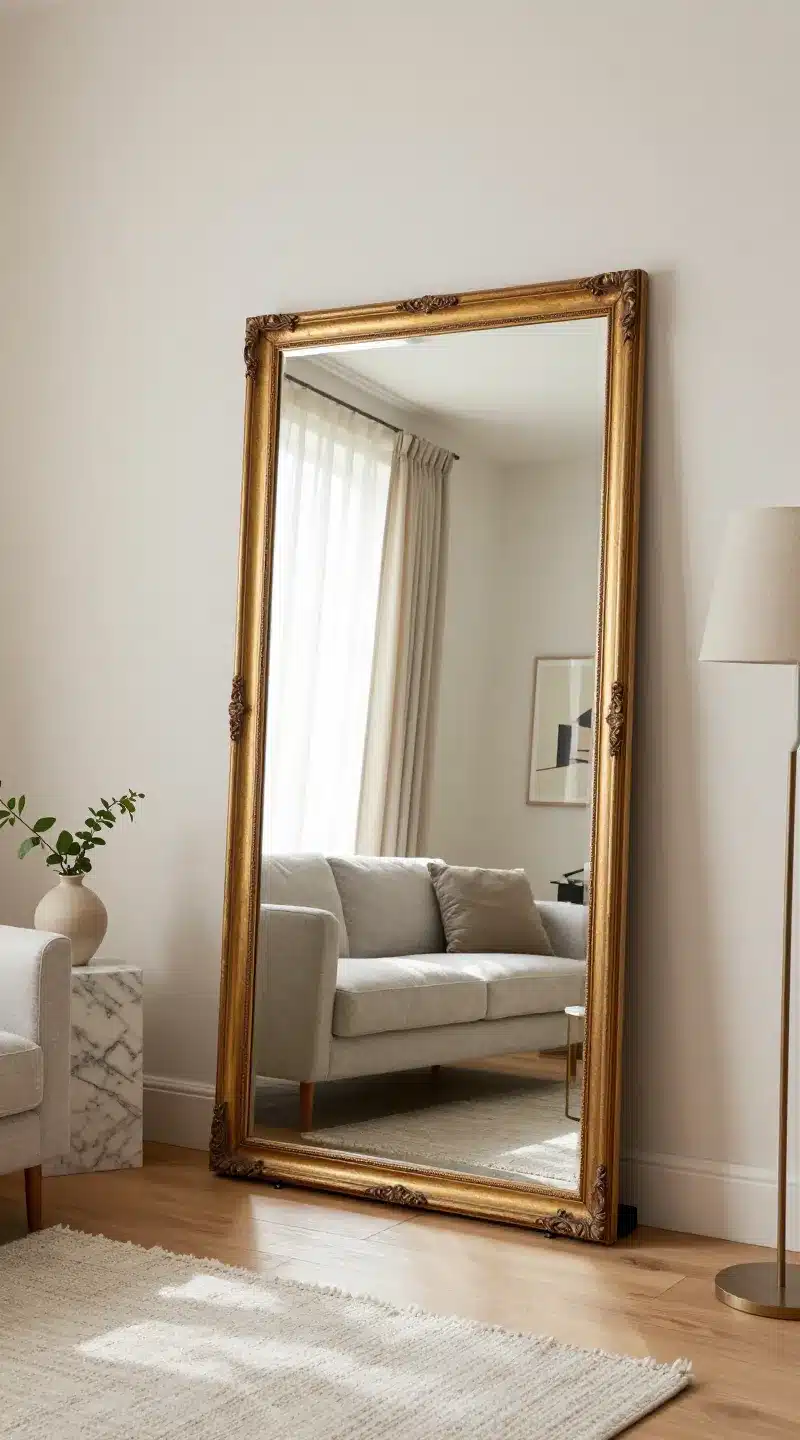 Leaning Mirror That Doubles the Space