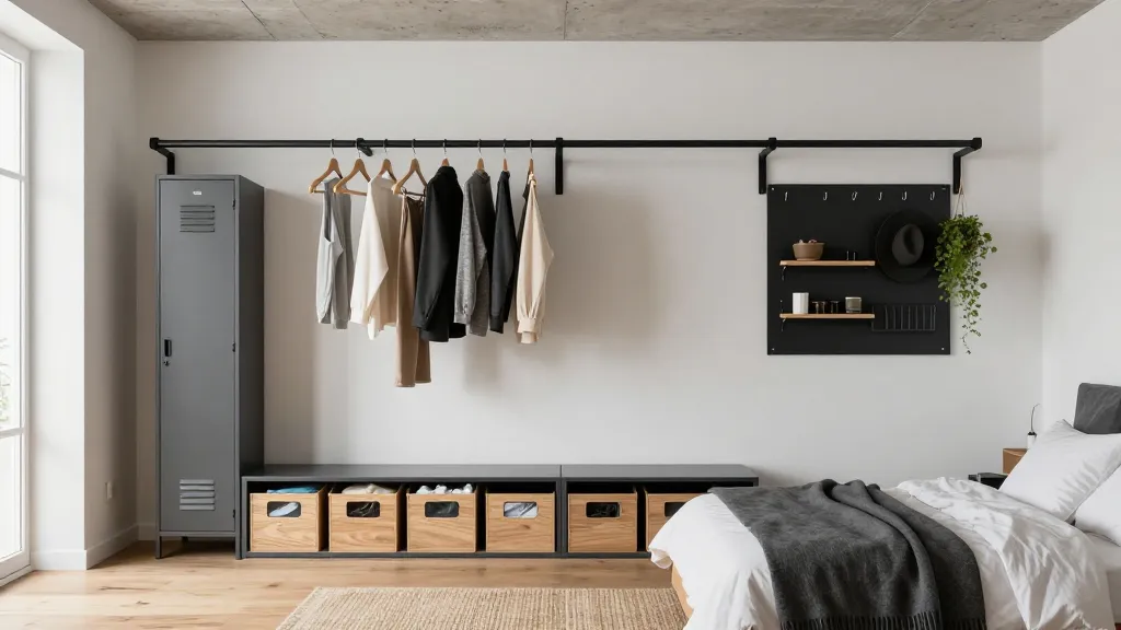 Industrial Rail System With Open Wardrobe