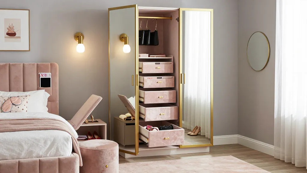 Glam Boutique Boudoir With Mirrored Storage
