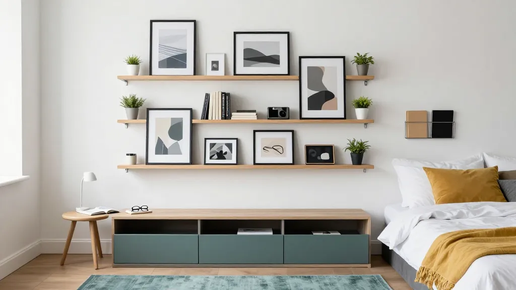 Artful Gallery Wall With Storage Ledges