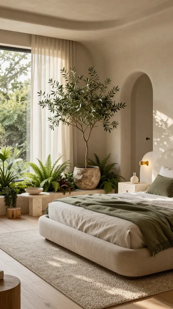 Biophilic Oasis With Indoor Trees and Stone Accents